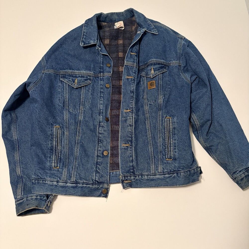 Vintage Carhartt Blanket Lined XL Tall JB1998 Denim Jean Jacket Chore Coat
